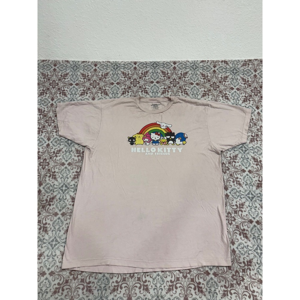 Sanrio Hello Kitty and Friends Rainbow Graphic T-Shirt Peach XL SIL-34706